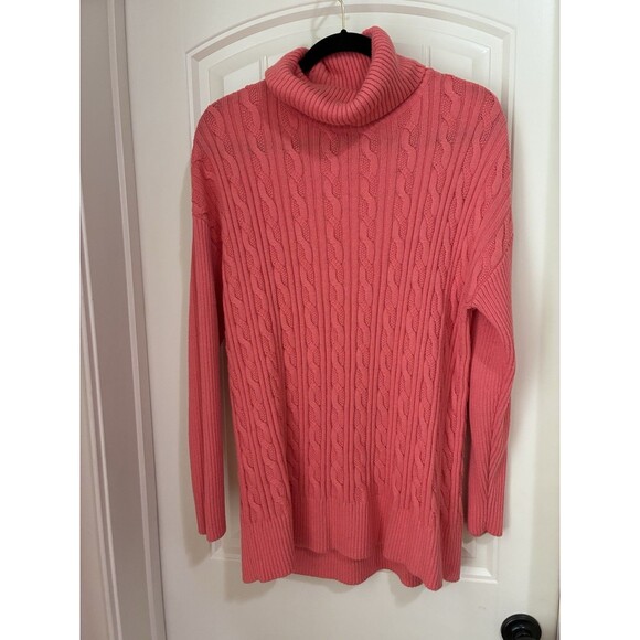 Talbots Women’s Turtleneck Sweater Coral Cable Knit Sz XL Classic - Picture 1 of 2